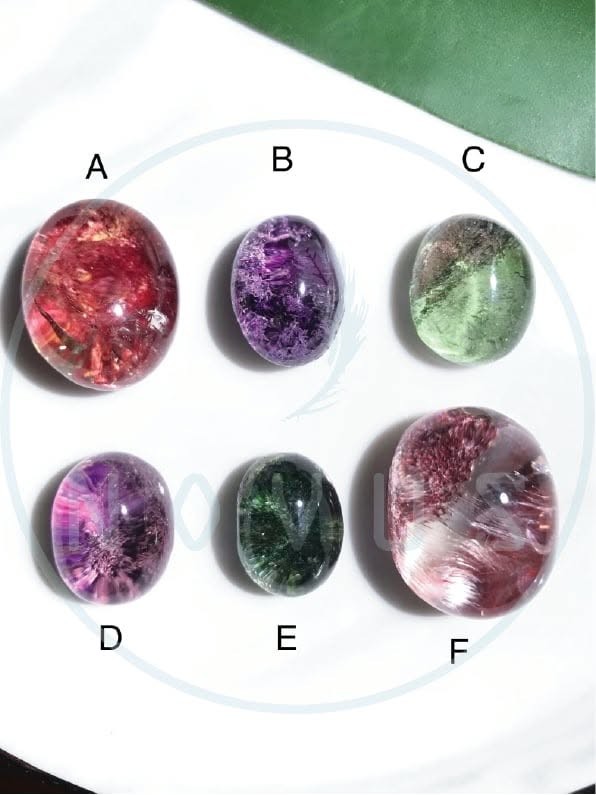六顆幽靈水晶,編號 A 到 F